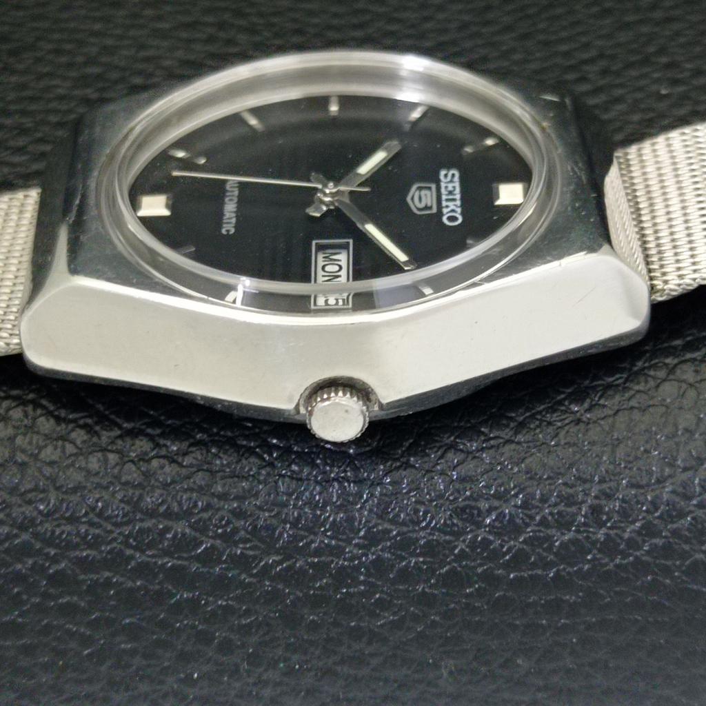 AUTOMATIC 6309A VINTAGE SEIKO 5 JAPAN MENS BLACK COLOR DIAL WATCH A701503-5 R206b-a701503