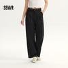 Semir Women's Pure Cotton Pleated Wide-Leg Pants with Belt