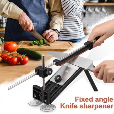 Knife Sharpener Fixed Angle Stainless Steel Kitchen Chef Knife- Sharpening Kit With Whetstones