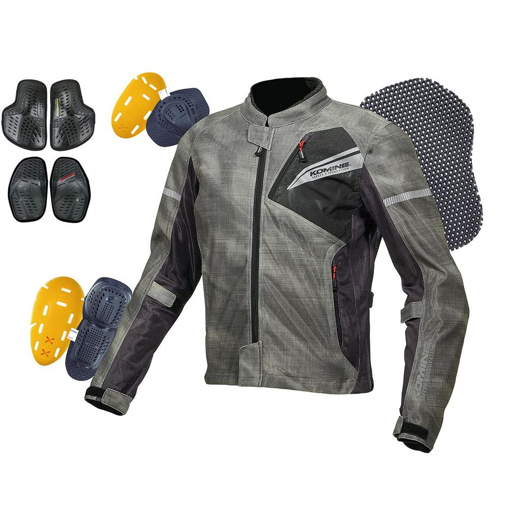 KOMINE 1219 Motorcycle Protective Full Mesh Jacket for Spring and CE Level 2 Mesh Solid Size M JK-140 Summer, Material, Black, (2007-140)