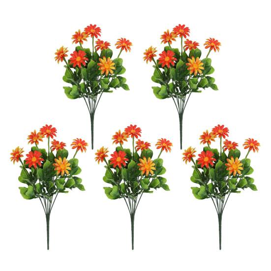 5 Pcs Faux Daisies Bundles UV Resistant Artificial Flowers Realistic Fake Fall Flowers with Bendable Stems for Flower Arrangement Indoor Decorations