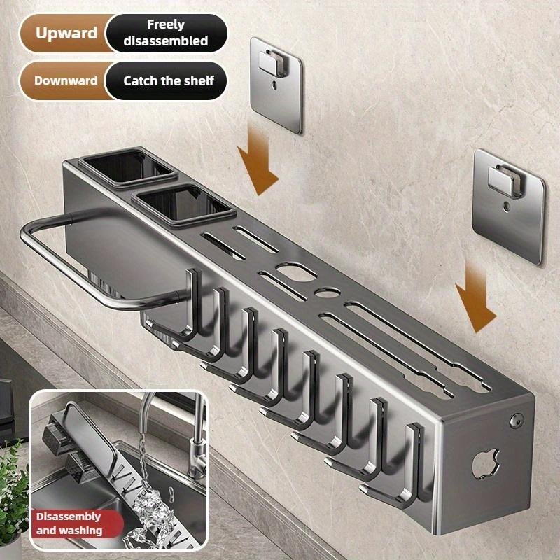 Carbon Steel Wall-Mounted Kitchen Organizer Rack with Hooks for Knives, Cutting Boards & Utensils - Ideal for Kitchen Decor, Knives for Kitchen