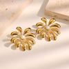 Sweet Flower 18K Gold Plated Stainless Steel Stud Earrings for Women - Light Luxury High-End Accessories
