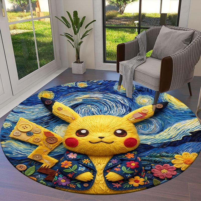 Cítili jste se roztomile Pokemon Kulatý koberec, Kobercový koberec do obývacího pokoje, ložnice, k pohovce, herny, Dekorace, Protiskluzová podložka