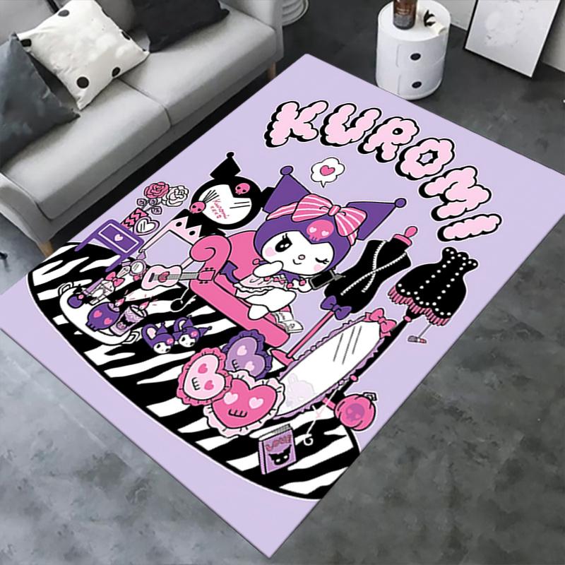 Office Rug Kuromi, Cute Anti-Slip Rug, Machine Washable for Living Room, Bedroom, Office, Multiple Sizes, Bedroom Mat, Decorative Mat, Durable Mat, Li