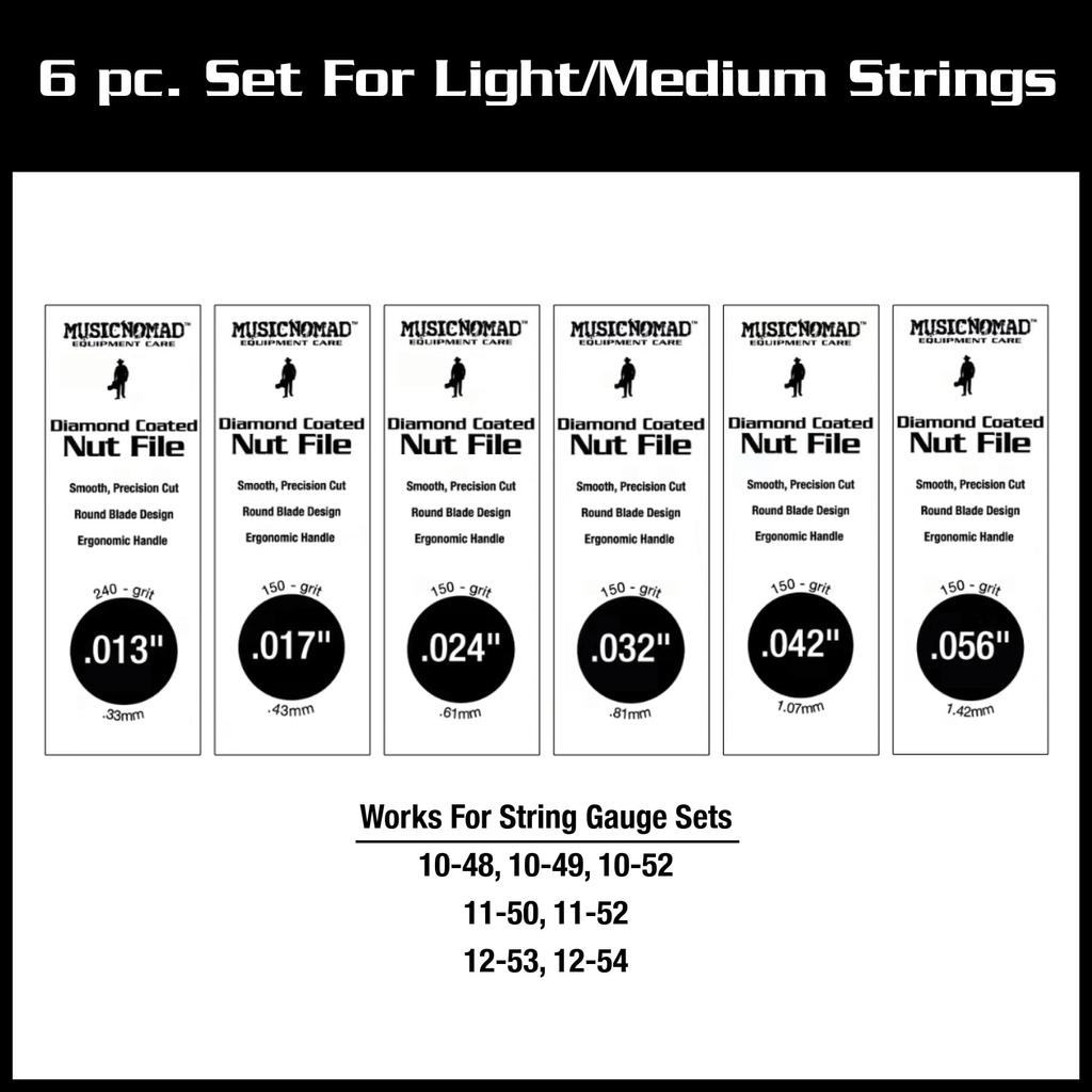 MUSIC NOMAD Diamond Coated Nut File Set of and MN670 6, .013", .017", .0124", .032", .042", .056",