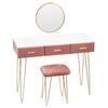 Modern Dresser Dressing Table with Stool Mirror Drawers Cosmetic Table for Bedroom Pink/Grey Makeup Vanity Table Home Furniture