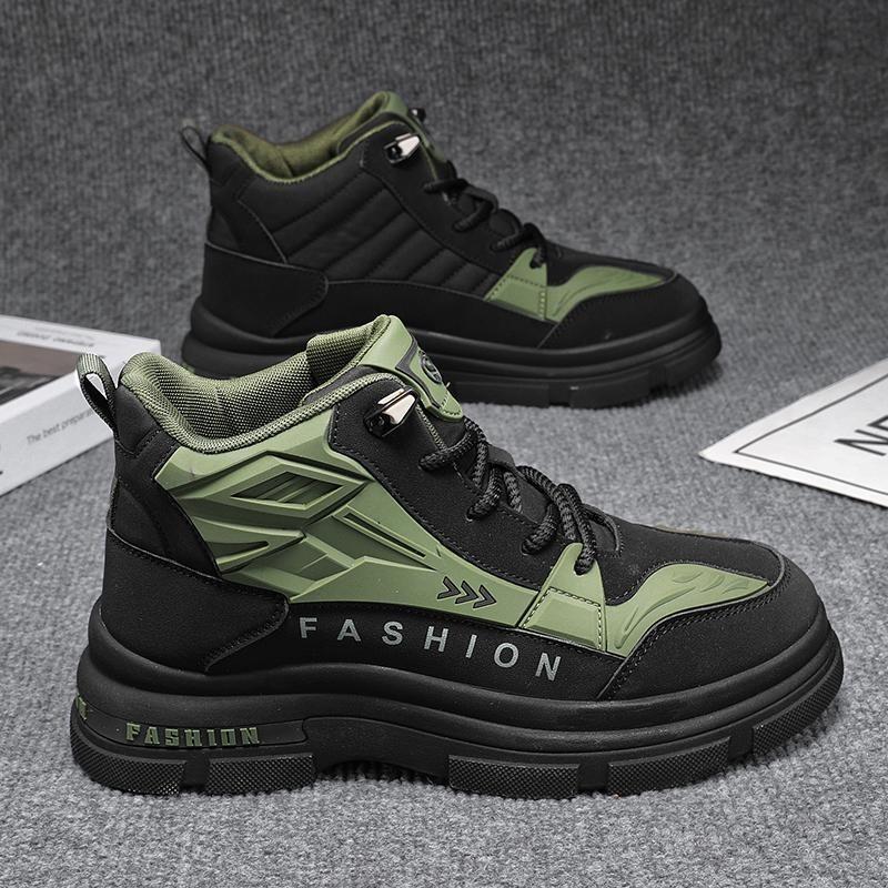 Men s High Top Fashion Sneakers Chunky Sole Non-slip Casual Ankle Boots 44 зелёный