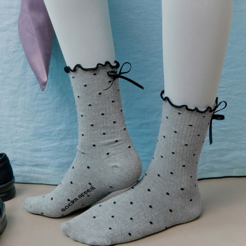 

SOCKS APPEAL RIBBON GIRL rib dot melange grey M