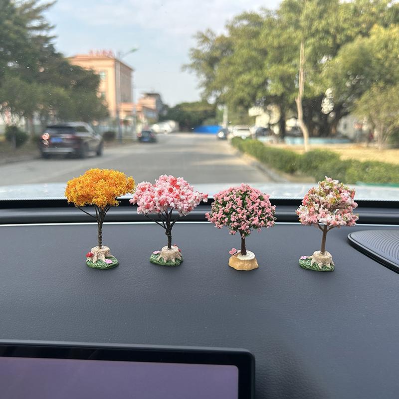 1Pc  Car Mini Tree Decoration Center Console Car Green Plant Accessories Simulated Flower Decoration Cute Gift Car Decoration