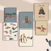 1pc Surfing Animals Vintage Cartoon Sloth Frog Racoon Zebra Poster HD Posters Home Room Bar Cafe Decor Art Wall Painting Picture