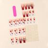 European & American Long Coffin Red White French Heart & Starburst Print Removable False Nails