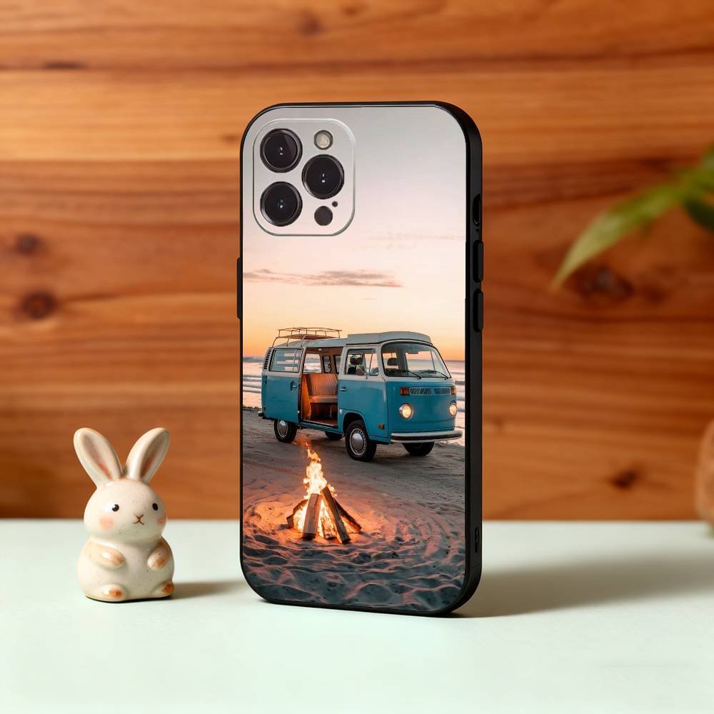 C-Combi V-Van Surfs Phone Case For iPhone17 16 15 14 13 12 11 Pro Max Plus,5G Soft Black Case