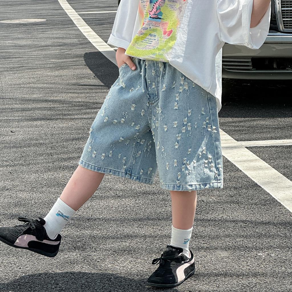Boys Summer Children Korean Summer Five-point Jeans Children's Cartoon