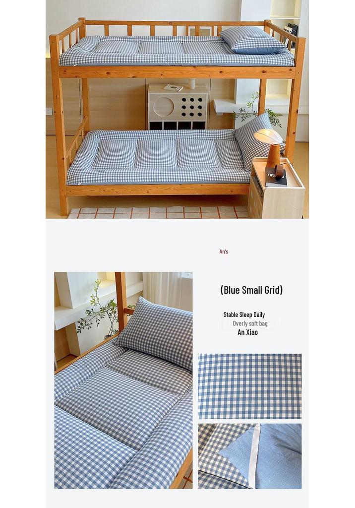 Muji Style Plaid Antibacterial Dorm Bedding Set - Six-Piece 