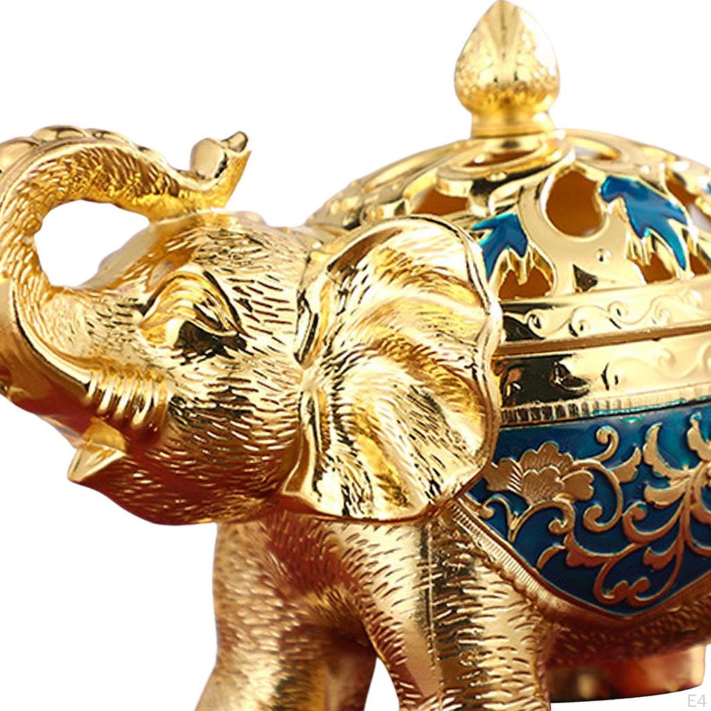 Elephant Statue Figurine Incense Burner Holder for Relaxation Bedroom Decor