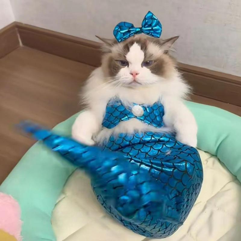 Cane Gatto Animale Aspetto Sirena Divertente Costume da Bagno Indossare Bikini Costume Accessori Coda di Sirena Vestiti
