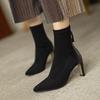 Fashion 2024 Fashion Shoes for Women Zipper Women's Boots Autumn Winter Pointed Toe Suede Solid Sexy Dress Stilettos or Thin Heels Boots