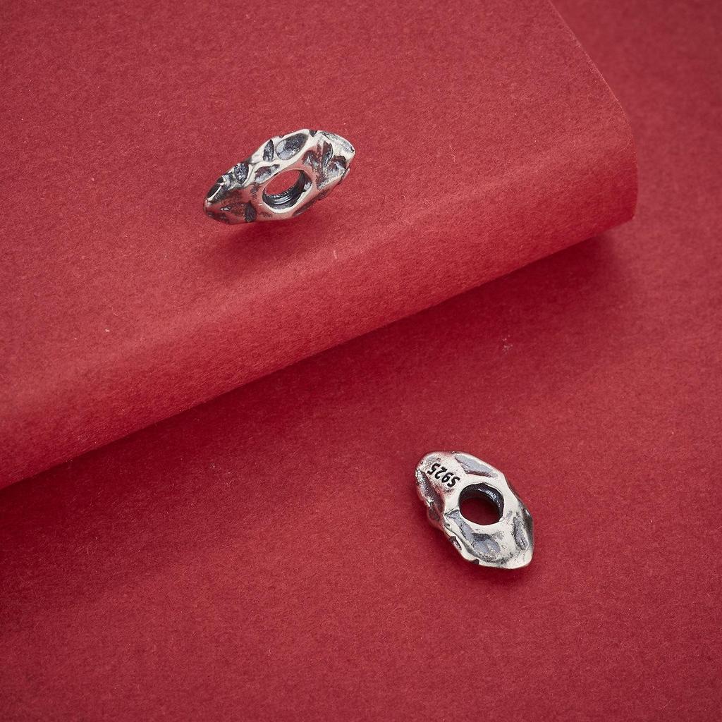 S925 Sterling Silver Hammered Irregular Spacer Beads - Meteor Crater Washers for DIY Bracelet Making