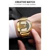 Fashion Men Irregular Tonneau Shape Quartz Watch Creative Rotating Dial Stainless Steel Bracelet Wristwatch