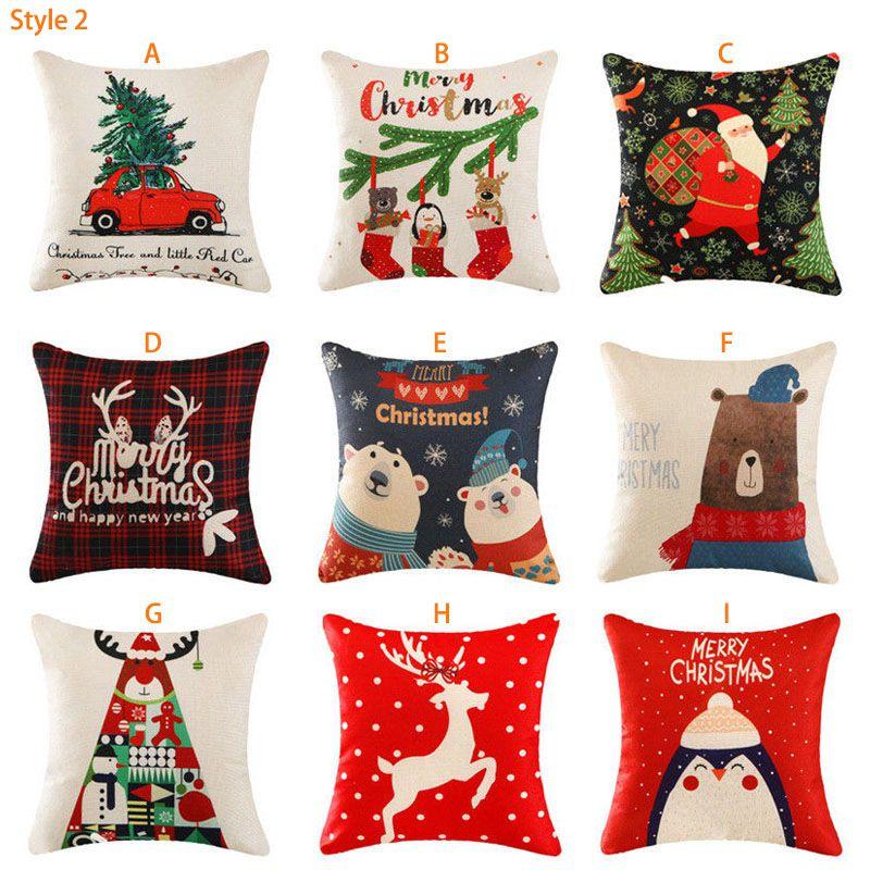 Elegant Christmas Pillow Case Glitter Cotton Linen Sofa Throw Cushion Cover For Home Decor