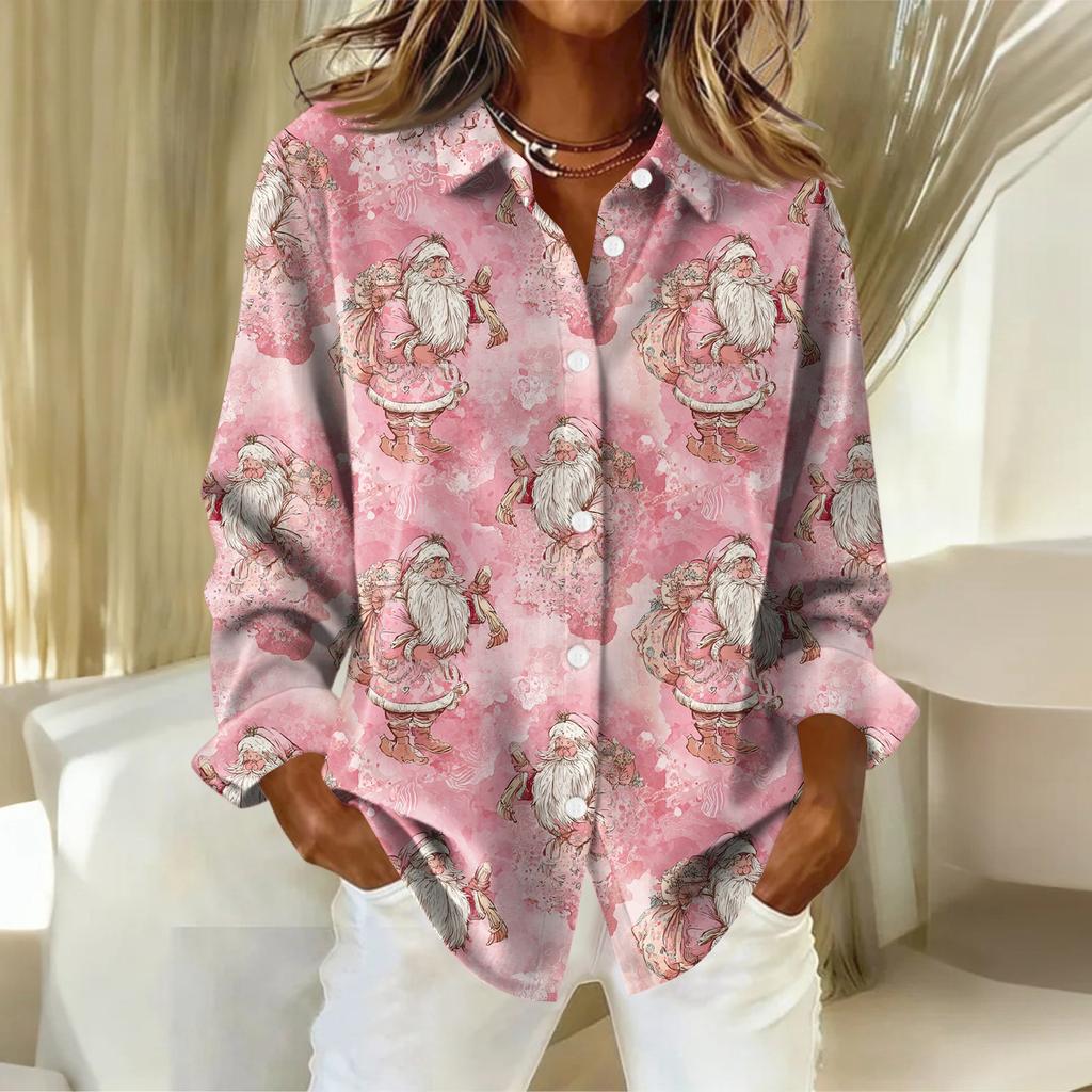 Women's Shirt With Floral Print Buttons, Long Sleeved Casual Regular Shirt Blouses Casual Plus Size Basic Tops