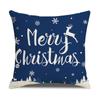 Christmas Pillow Cover Blue Elk Snowflake Linen Print Sofa Cushion Home Cushion Cover