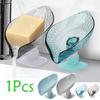 1 Pcs Leaf Soap Holder Suction Cup Soap Dish for Bathroom Shower Sink Portable Plastic Sponge Tray Kitchen Bathroom Accessories
