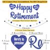 Navy Blue Retirement Party Decorations, Pre-Strung Happy Retirements Banner with Honeycomb Balls, Hanging Swirls, Circle Dots Garland for Happy