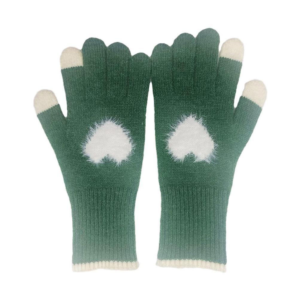 Cold Weather Korean Style Heart Gloves Touchscreen Thick Warm Knitted Gloves Coldproof Winter Mittens Autumn Winter