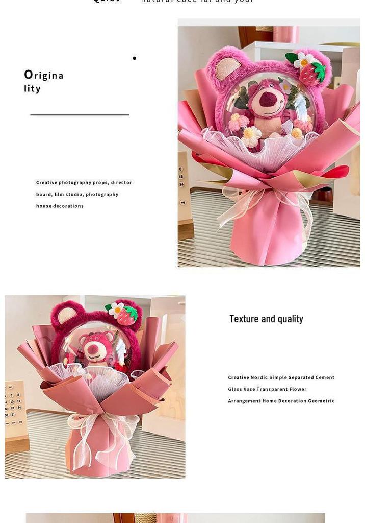 Christmas Strawberry Bear Bouquet: Adorable Gift for Girls, Girlfriends, and Best Friends