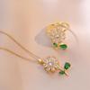 Women's Rotating Sunflower Zircon Necklace & Bracelet Set In Japanese-Korean Style, Fashionable Clavicle Chain