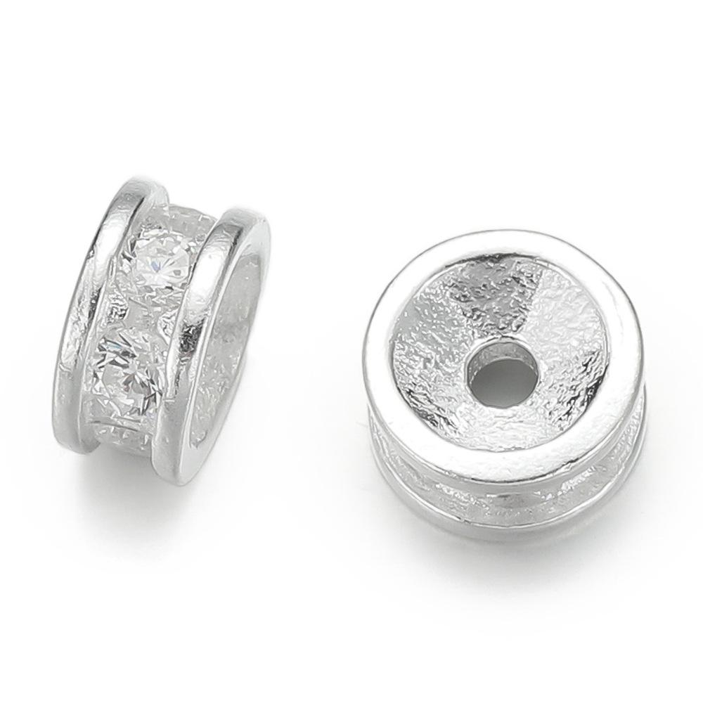 

Стерлинговое серебро 925 пробы, инкрустированное бриллиантами, разделительная бусина для браслетов и ожерелий 1 piece/package ~2.5g