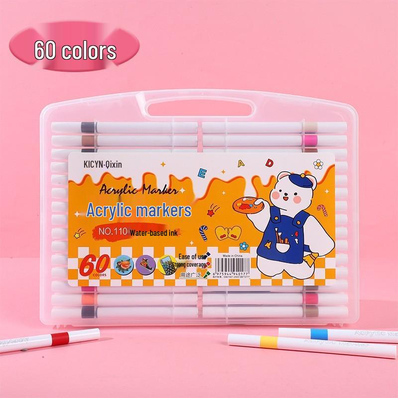 Quick-Dry Black Acrylic Marker: No-Bleed, Layerable, Soft Tip for Kids' Graffiti Art