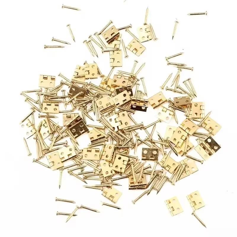 50Pcs Brass Hinges Perfect For DIY Wooden Boxes and Cabinets
