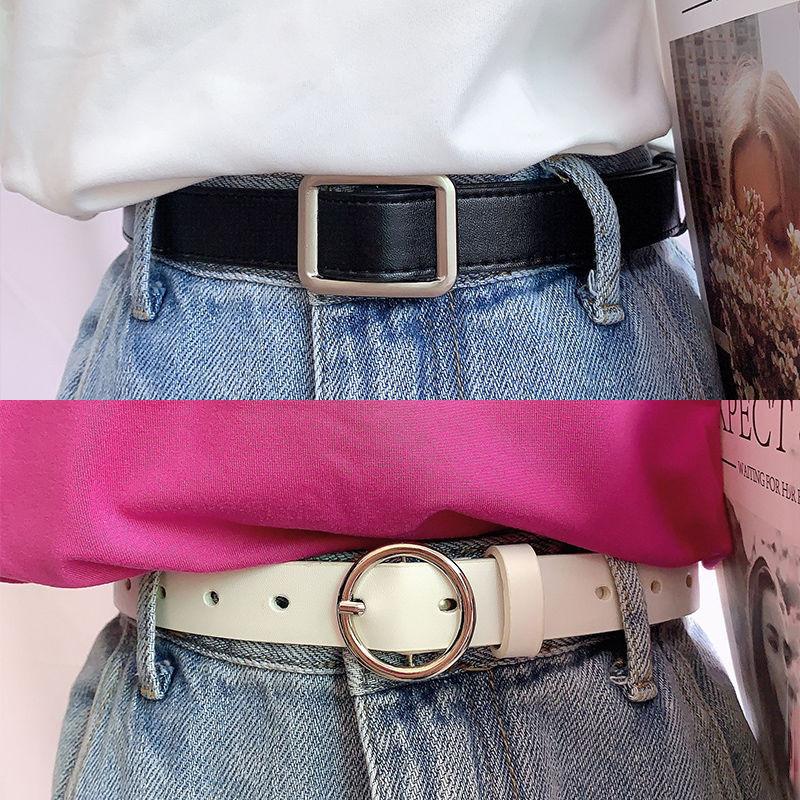 Stylish Womens No-hole Decorative Jeans Belt In Black Versatile Fashion Accessory