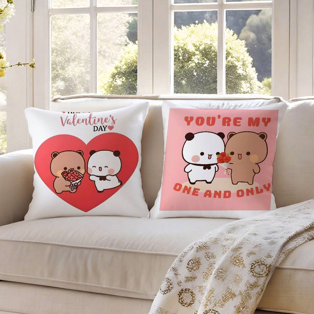 Cartoon Bubu & Dudu Lovely Pillow Case Anti-dustmite Pillowcase Invisible Zipper Silky Short Plush Sofa Cushion Cover