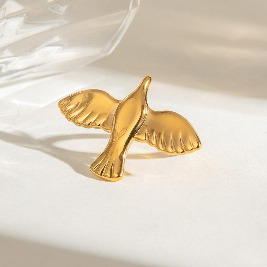 Trendy Bird Wing Open Ring Peace Doves Adjustable Ring Fashionable Freedom Symbol Jewelry Everyday Wear Accessory