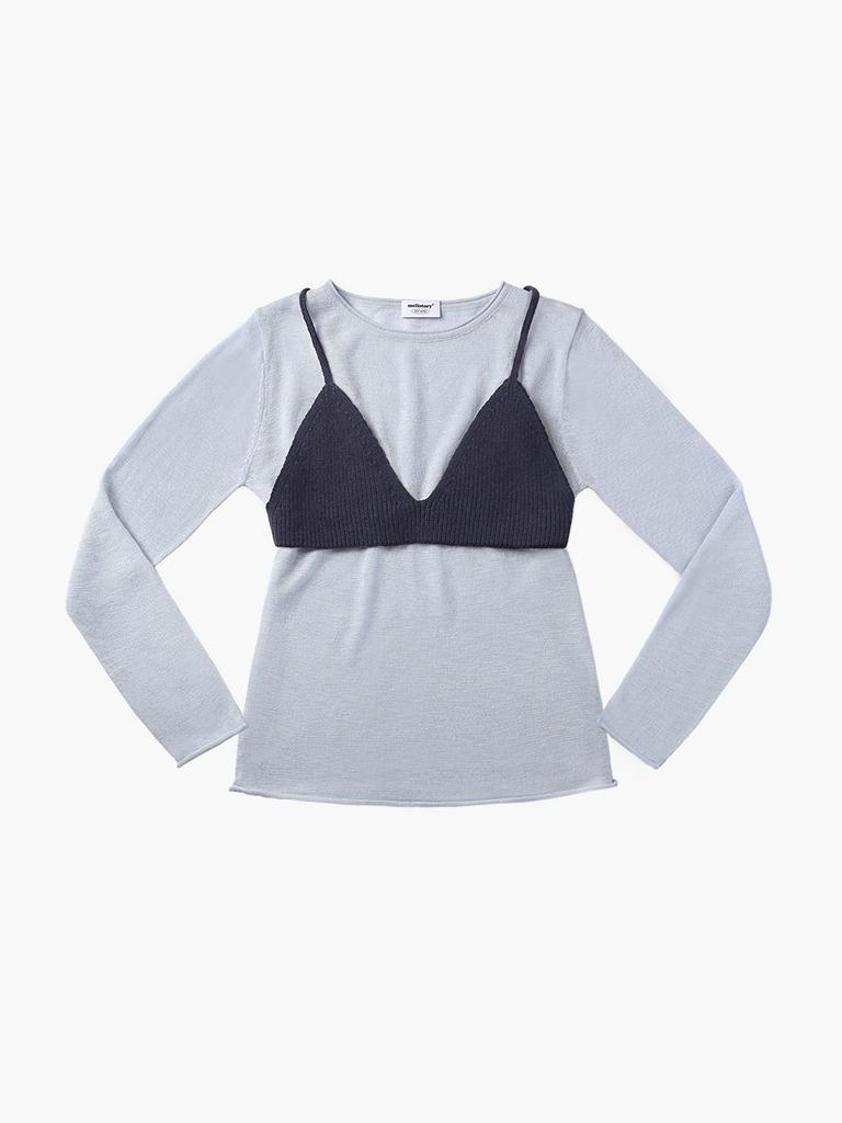 Mellotoli Bustier Knit Set (Sky Blue)