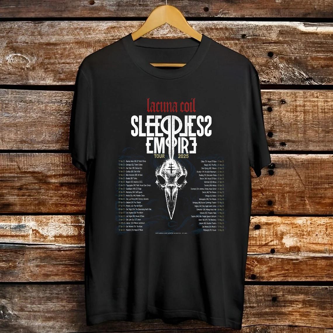 Lacuna Coil Sleepless Empire Tour 2025 T Shirt Full Size S-5XL S разноцветный
