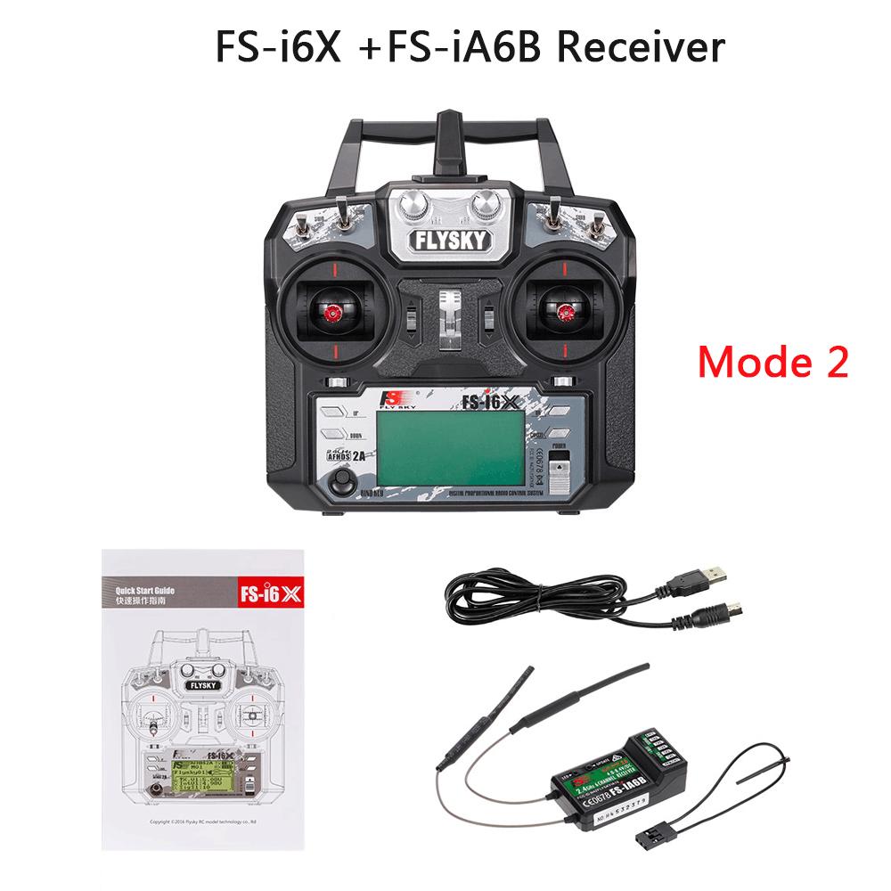 Flysky FS-i6X 2.4GHz 10CH AFHDS 2A RC Transmitter with FS-IA6B FS-X6B FS-iA10B Receiver for RC Drone Airplane Helicopter Mode 2