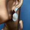 Freshwater Baroque Pearl Pass 925 Silver French Romantic Asymmetric Retro Metro Gorgeous Gorgeous Earrot Girl