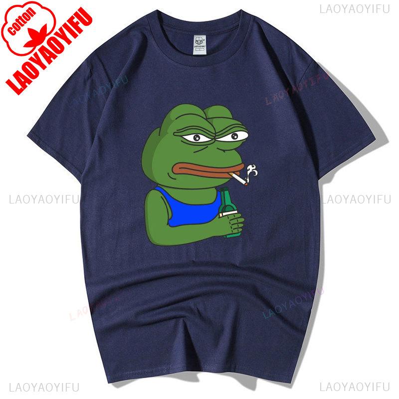 Sad Frog PEPE Funny Graphic T Shirts Summer Clothes for Man High Quality Cotton Short-sleev Tee-shirts Humor Camisetas Hombre