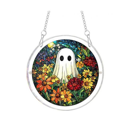 Acrylic Puzzles Suncatcher, Ghost Witch Pumpkin Window Hanging Decor, Halloween Graduation Mother's Day Birthday for Women