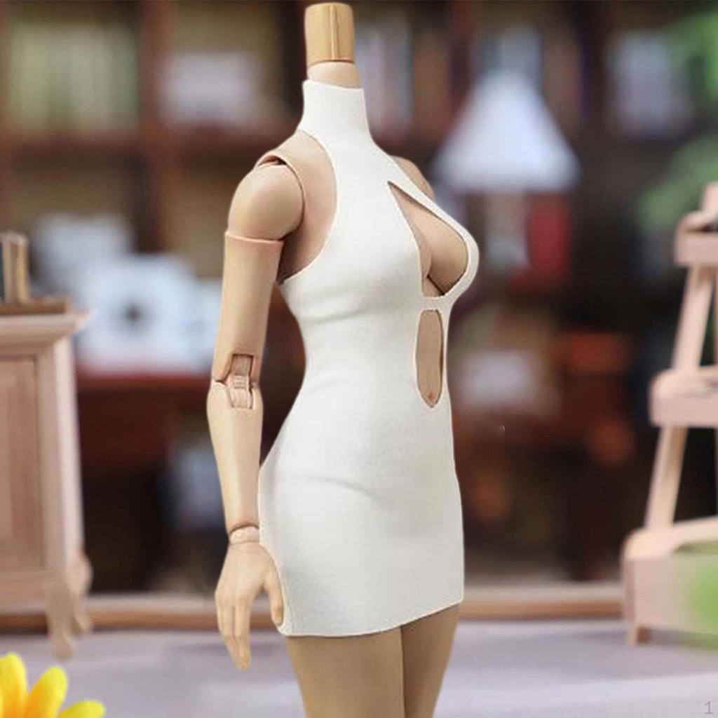 1/6 BJD Doll Clothes Party Dress Easy to Wear Outfit Cosplay High Neck Chest Revealing Mini