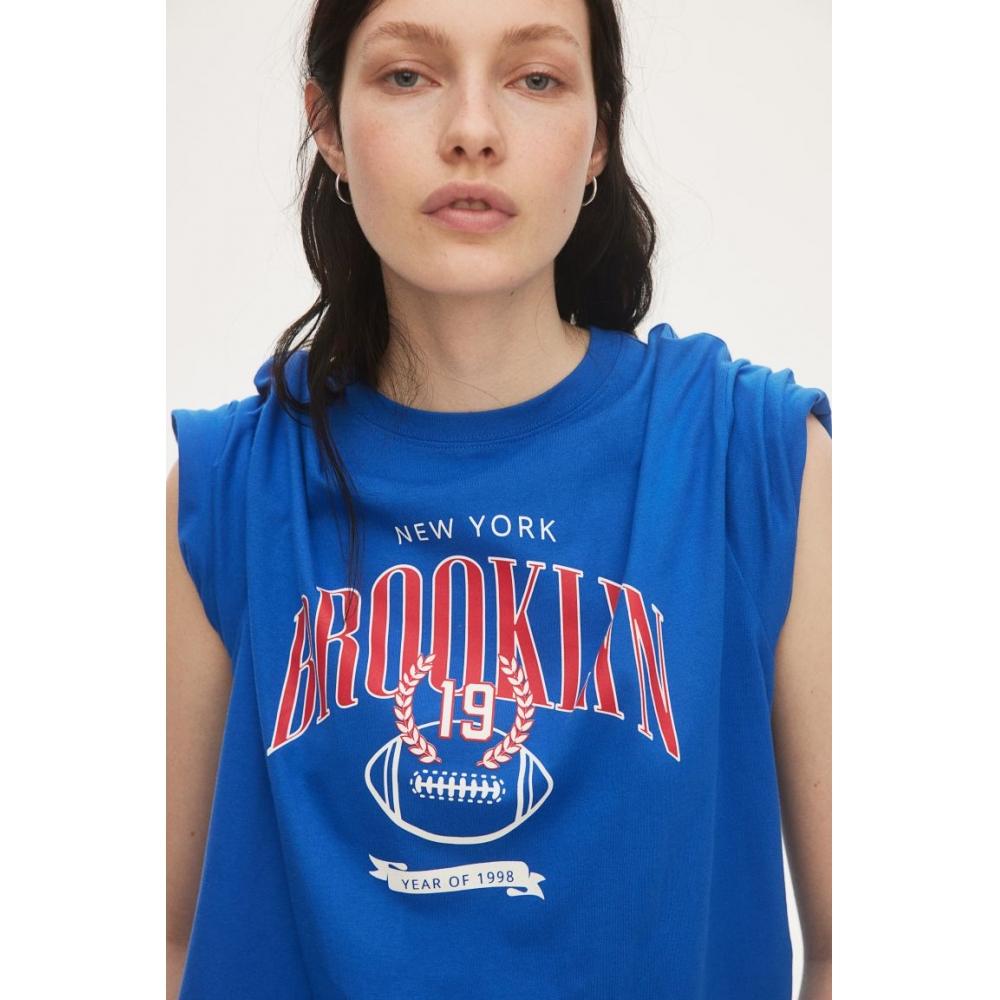 

Футболка большого размера HM Ярко-синяя Brooklyn