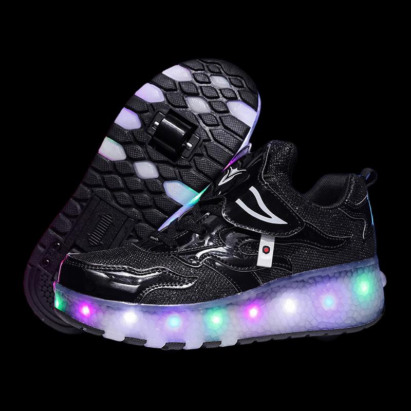 Paozong Kids Double-Wheel Roller Skates with LED Lights 30