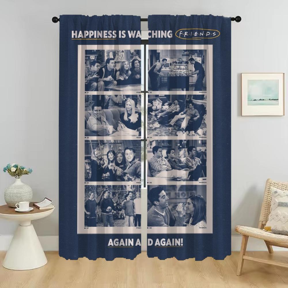 

Set Of 2 Friends Kitchen Curtains Camera Living Room Curtain Home Interior Shades Tulle Bedroom Partition Child For Great Made Polyester W100*H130(CM)-Hooks&2PCS