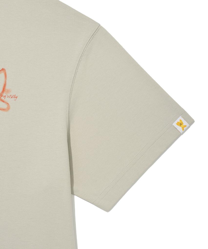 WACKY WILLY Kiki Graffiti Short Sleeve T-Shirt Light Gray