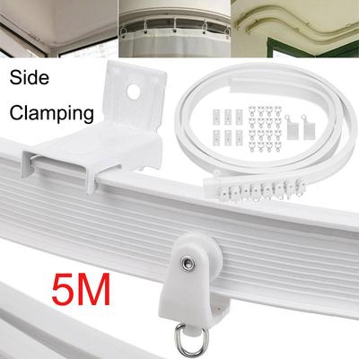5M Flexible Ceiling Curtain Rail Side Clamping Track Window Rod Rail Straight Curved Accessories Kit Home Decor